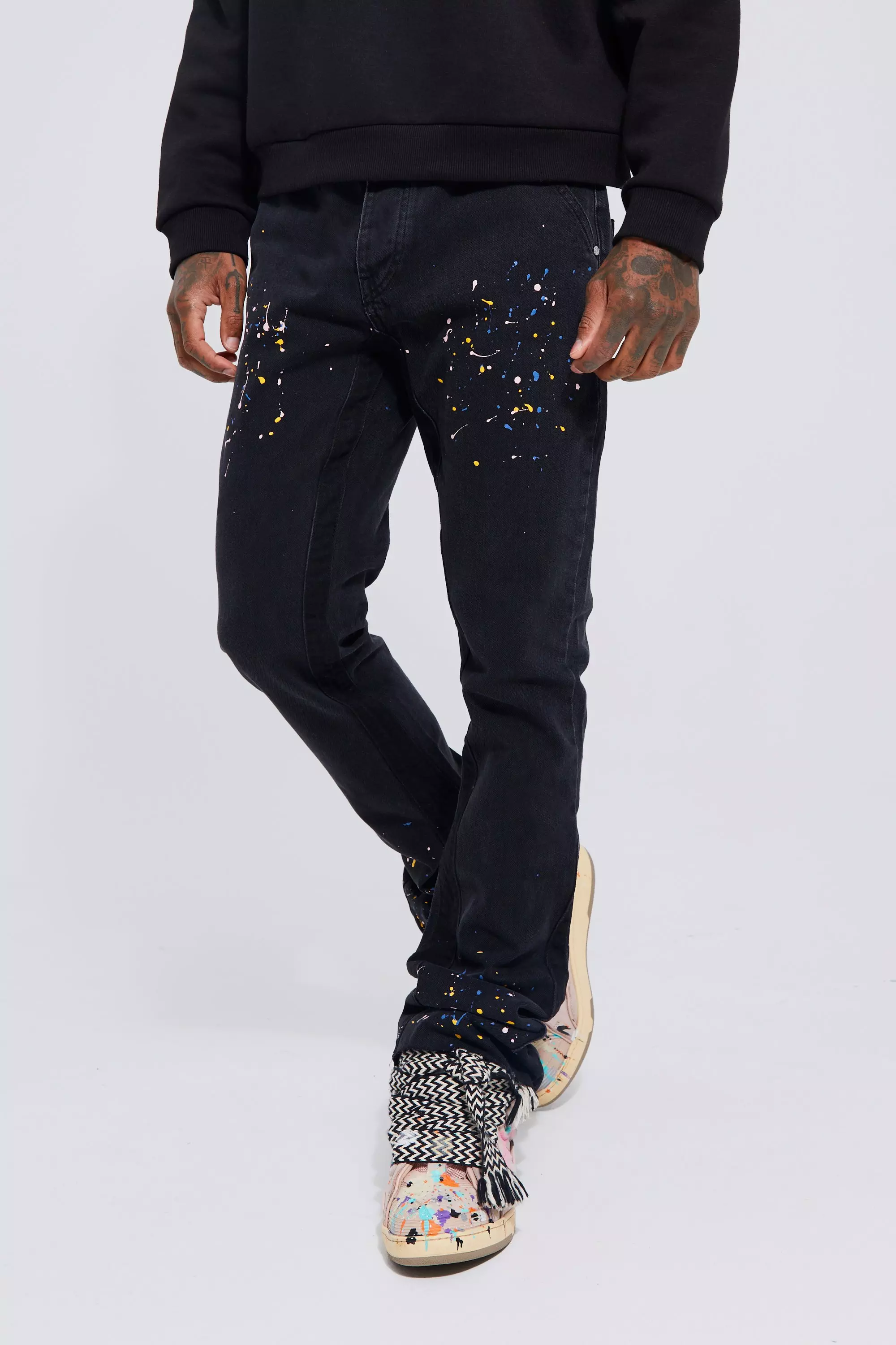 Splatter flare jeans purchases